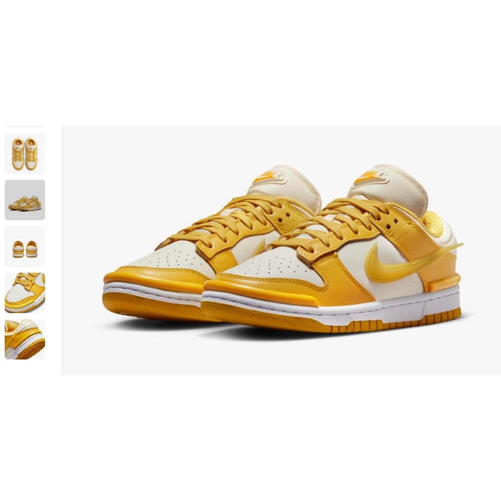Nike Dunk Low Twist Sneakers Women’s 8.5 Yellow White Leather Shoes NWOB - Picture 3 of 10